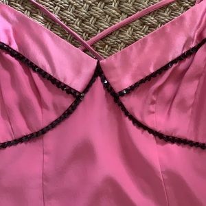 SOLD Nanette Lepore silk top - black sequins - Barbie pink - classic cocktail